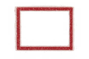 Red textured glitter frame creating a festive border with snow effect for holiday design, transparent background