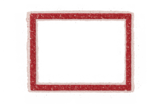 Red textured glitter frame creating a festive border with snow effect for holiday design, transparent background