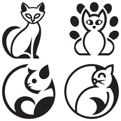 
Set geometric logo cat isolated eps 10