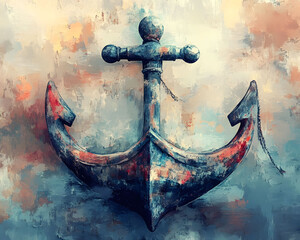 Vintage anchor illustration against a textured backdrop evokes themes of maritime history and artistic appeal
