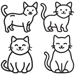 Set line art cat and illustrator isolated eps