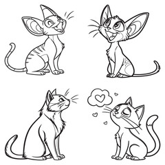 Set line art cat and illustrator isolated eps
