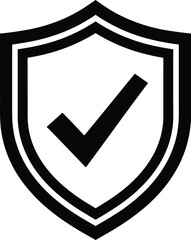 Security shield check mark icon vector illustration safety protection eps silhouette