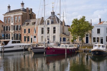 View of the city harbor of Goes, Netherlands © dihetbo