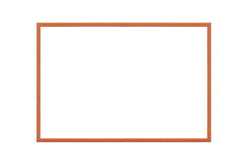 Orange frame rectangular border on transparent background, minimalist geometric shape for modern design and presentation