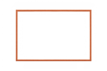 Orange frame rectangular border on transparent background, minimalist geometric shape for modern design and presentation