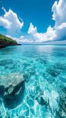 Crystal Clear Tropical Paradise Azure Waters and Sunny Skies for Tranquility and Relaxation