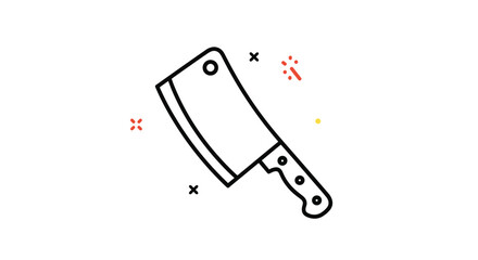Outline illustration of a cleaver with decorative marks on a white background.