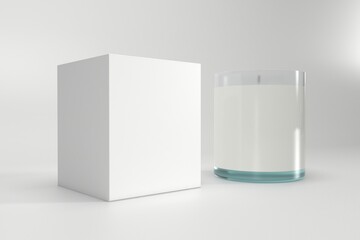Elegant candle and box mockup with clean white design ready for your branding and product presentation