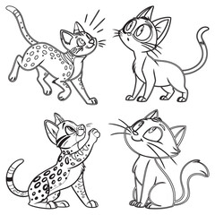 Set line art cat and illustrator isolated eps