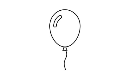 Simple black and white outline drawing of a balloon with a string and a highlight.