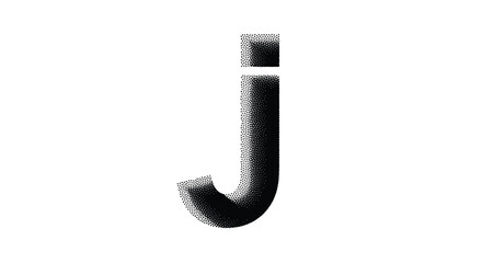 Lowercase letter j rendered in a stippled or dot art style on a white background.