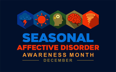 Seasonal Affective Disorder SAD Awareness Month background template, Great for banner , card, poster and social media. Observed every year in December. Holiday concept. Vector illustration.
