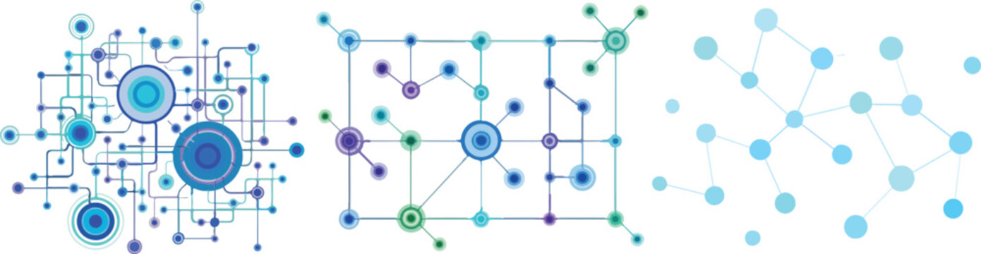 Abstract Tech Neural Network Nodes Digital Grid Vector Illustration