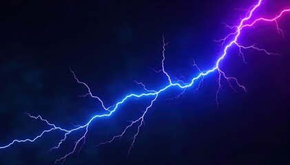 Geometric neon lightning, abstract pattern, futuristic design, vibrant glow, dark background Sharp, geometric neon lightning bolts and patterns in vibrant electric blue, purple, and magenta against a
