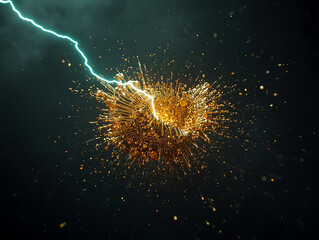 Electrifying 3d fluid gold splash