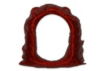 Ornate red glitter fantasy frame portal on transparent background for magical or mysterious themes
