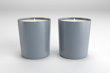 Create a calming atmosphere with two modern gray candles for a peaceful, minimalist lifestyle aesthetic