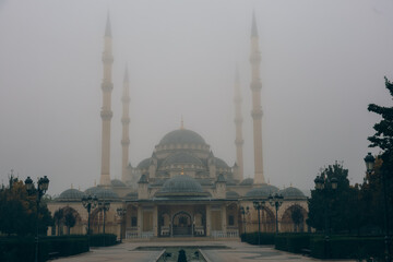 Monumental mosque: whispers of morning mist