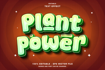 Green Bubbly Plant Power 3D Text Effect Editable Style.