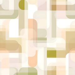 Seamless luxury wallpaper design featuring soft, rounded geometric puzzle shapes in a harmonious pastel palette with cream accents.