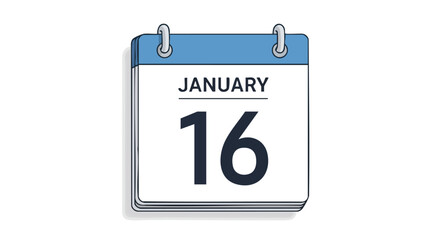 Stylized desk calendar illustration displaying January 16th event reminder or date notification planning concept