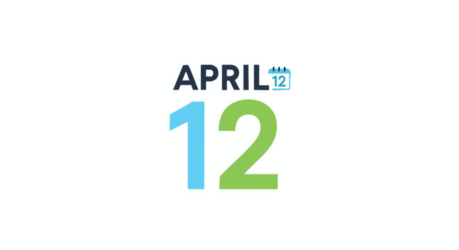 Minimalist design representing the twelfth of April highlighted with vibrant hues and a calendar symbol indicating a significant date announcement