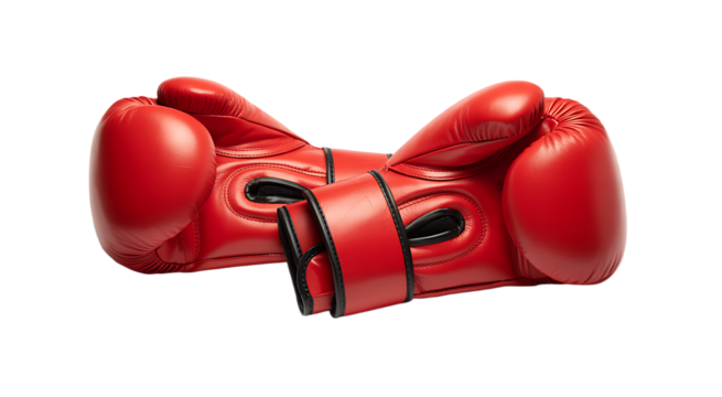 Pair of red boxing gloves isolated PNG with Transparent Background
