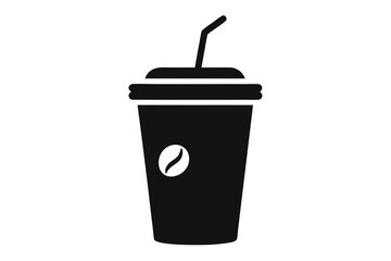 Coffee cup icon silhouette vector, Hot Coffee Cup black symbol
