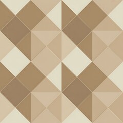 Seamless geometric pattern of interlocking diamond and triangular shapes in warm earthy tones of beige and brown