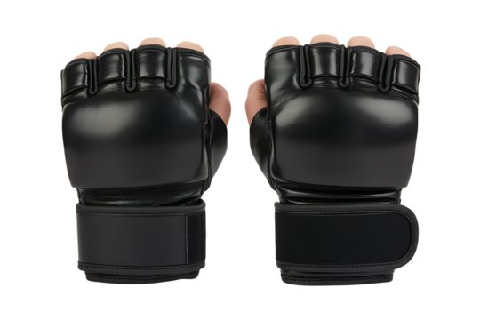 Pair of black mma gloves isolated on transparent background
 - Powered by Adobe