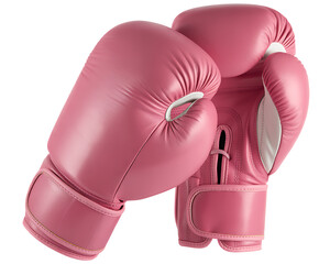 Pink boxing glove pair isolated on transparency background, showing soft leather texture and padded design for protection and comfort during training or competition