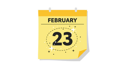 February 23rd calendrical representation, illustrating date reminder and date-specific planning with modern style and graphic elements