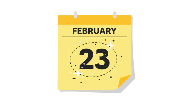 February 23rd calendrical representation, illustrating date reminder and date-specific planning with modern style and graphic elements