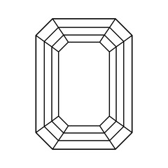 Diamond Emerald cut shape. Diamond top view. Gemstone outline icon for jewellery design, branding, packaging, logo. Emerald brilliant cut flat pattern. Design diagram.