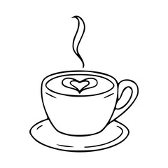 coffee cup with heart latte art outline