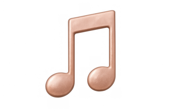 Rose gold musical note representing sound, melody, audio, and music concept on transparent background - Powered by Adobe