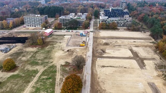 Ede, Gelderland, Netherlands - 8th of November 2025; World Food Center district in the making in Ede from the air