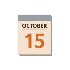 October 15th calendar page, reminding of a mid-October appointment date vector illustration
