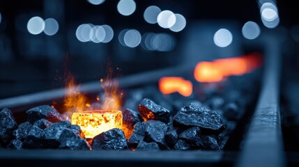 A copper foundry manages a smelting import as ore seals guard molten cells while coiled cables connect furnace containers to forge panels tempering metallic chemicals