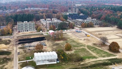 Ede, Gelderland, Netherlands - 8th of November 2025; World Food Center district in the making in Ede from the air