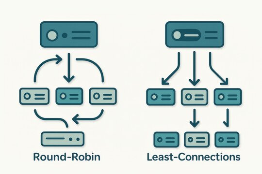 Visualizing Data Connectivity with Round Robin and Least Connections Techniques for Efficient Network Management and Load Balancing Solutions