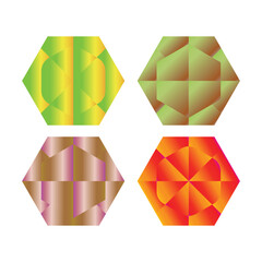 Gradient Hexagon Pattern with Symmetrical Geometric Design and Abstract Color Segments