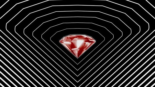 animated diamond shape object with stroke borders around in copy space video effect