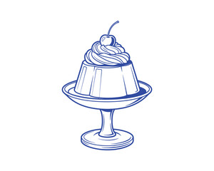 Sweet cold dessert vector illustration of delicious ice cream cones, cakes, and cups with cherry and strawberry fruit design
