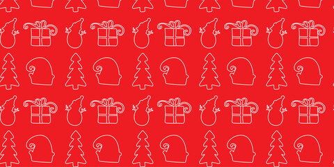 Seamless Holidays pattern with ornaments. Vector.