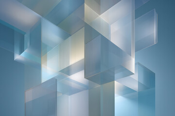Layered translucent geometric panels with woven light beams, capturing the modern precision of medical technology visuals.
