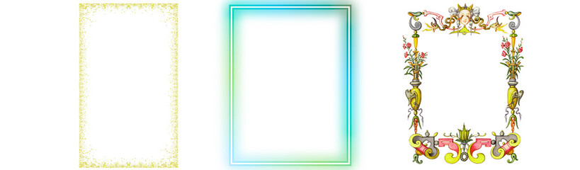 Varied decorative frames PNG design elements transparent background ov