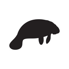 Florida manatee silhouette vector flat illustration design on white background