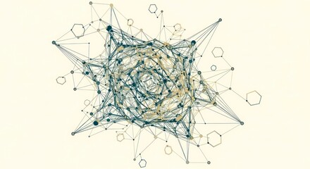 Abstract geometric network design with interconnected lines and nodes.